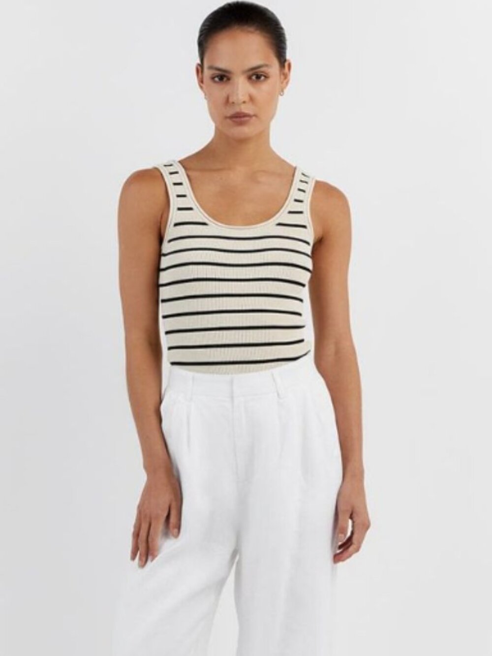 DISSH Billie Stripe Knit Tank Top in Butter